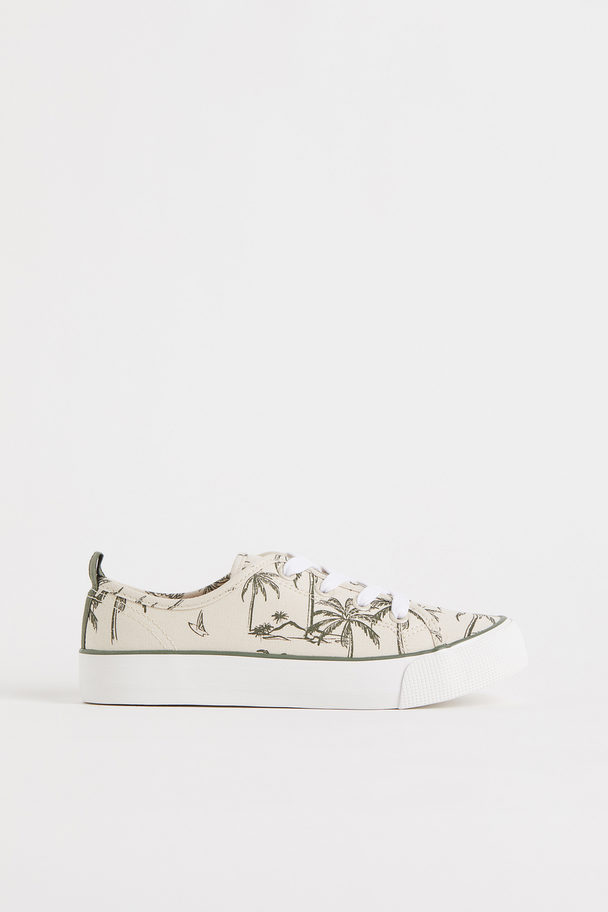 H&M Canvas Trainers Light Beige/palm Trees