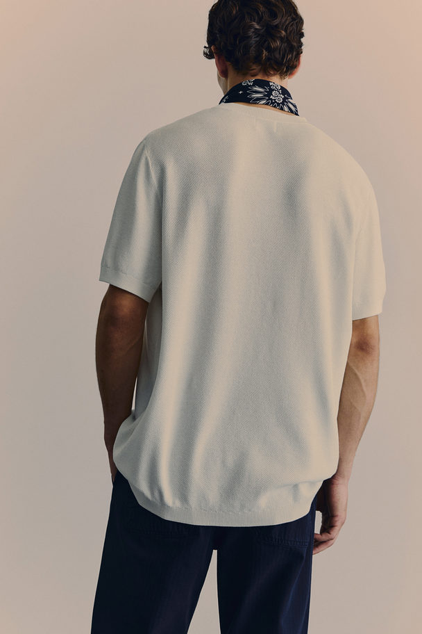 H&M Regular Fit Piqué T-shirt Light Beige