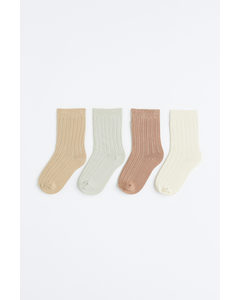 4-pack Socks Beige/light Green