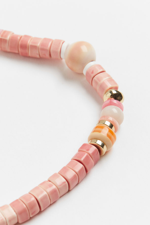 H&M Short Beaded Necklace Light Pink