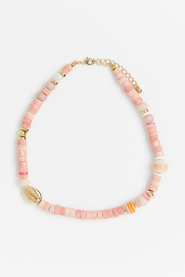 H&M Short Beaded Necklace Light Pink
