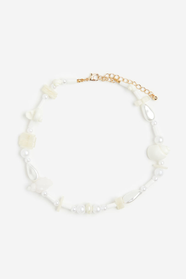 H&M Kurze Perlenkette Weiß/Cremefarben