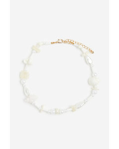 Kurze Perlenkette Weiß/Cremefarben