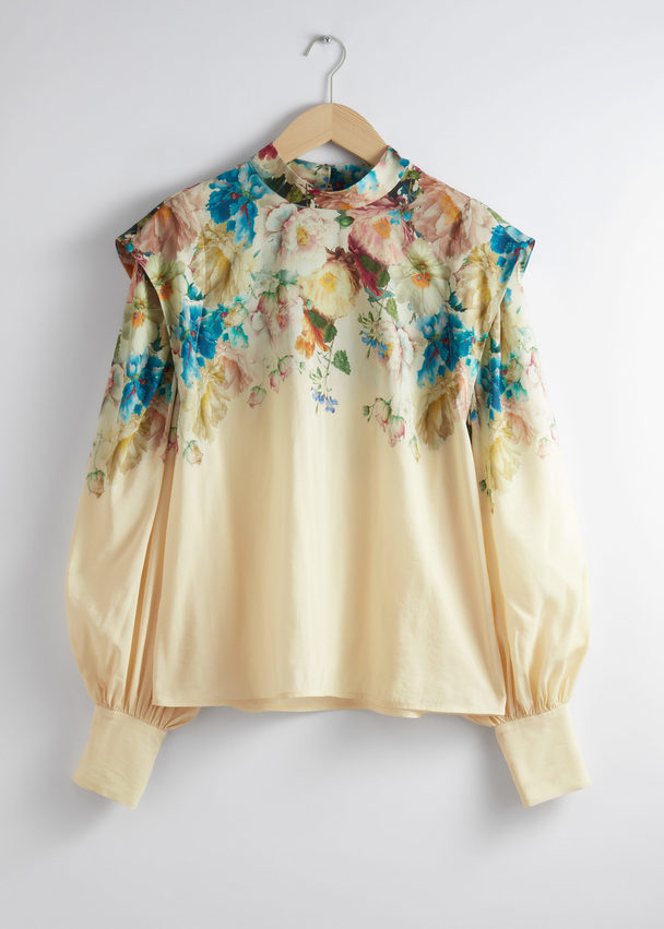 & Other Stories Extended-shoulder Blouse Cream/turquoise/pink