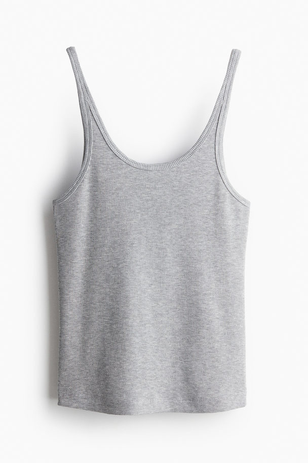 H&M Geripptes Tanktop Hellgraumeliert