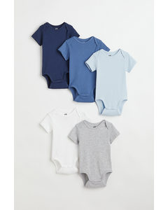 5-pack Cotton Bodysuits Blue/white