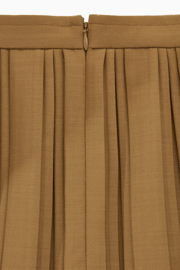 COS Pleated Wool-blend Mini Skirt Light Brown