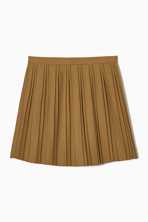 COS Pleated Wool-blend Mini Skirt Light Brown