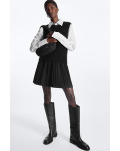 Pleated Wool-blend Mini Skirt Black