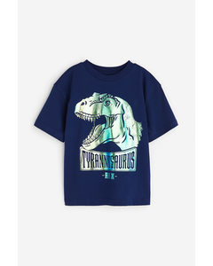 Oversized Tricot T-shirt Marineblauw/t.rex