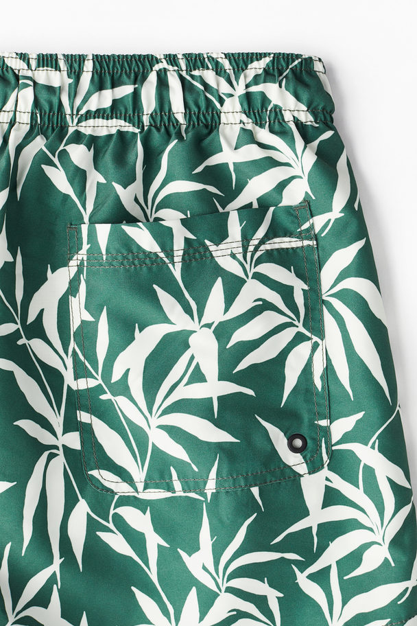 H&M Gemusterte Badeshorts Grün/Blattmuster