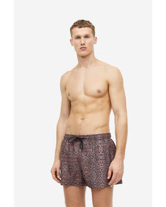 Patterned Swim Shorts Brown/snakeskin-patterned