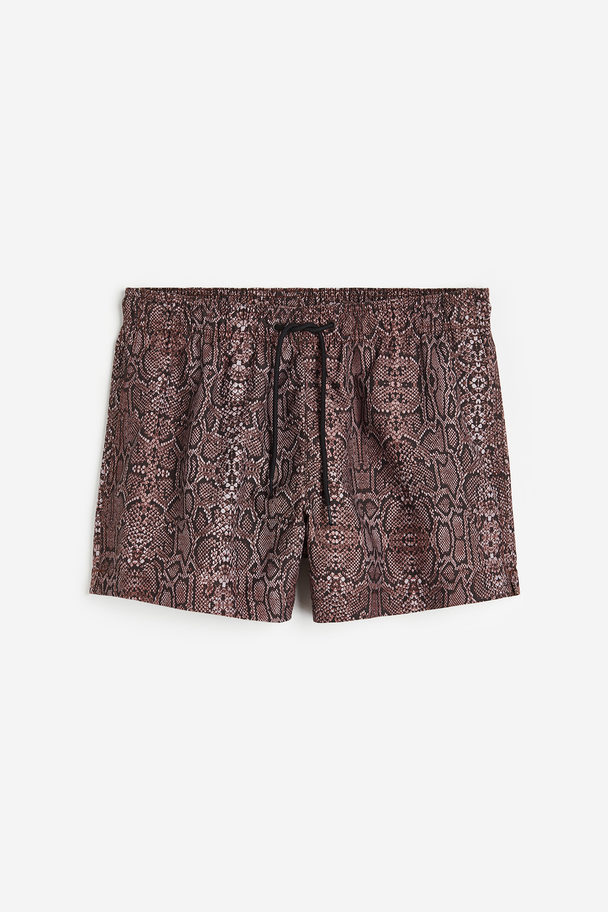 H&M Patterned Swim Shorts Brown/snakeskin-patterned
