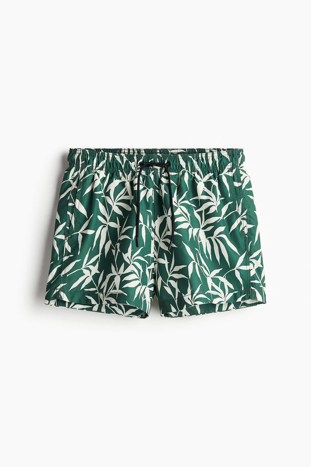 H&M Gemusterte Badeshorts Grün/Blattmuster