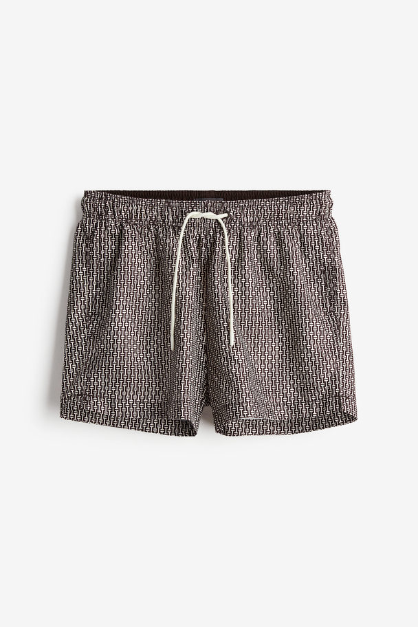 H&M Gemusterte Badeshorts Dunkelbraun/Gemustert