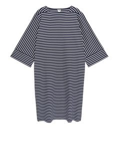 Jersey-Kleid mit U-Boot-Ausschnitt Blau/Weiß
