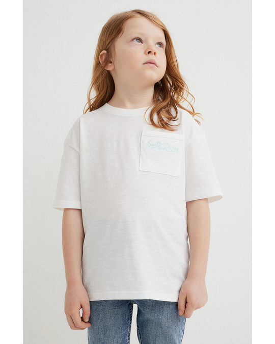 H&M Oversized Chest-pocket T-shirt White