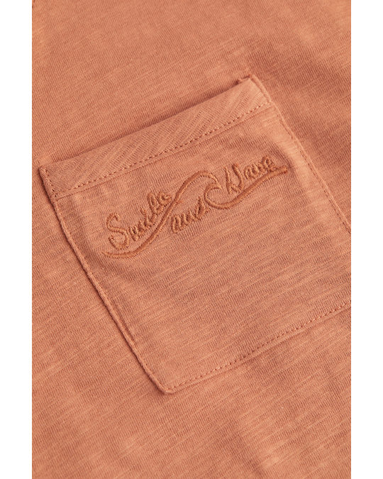 H&M Oversized Chest-pocket T-shirt Orange