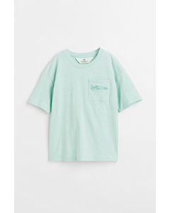 Oversized Chest-pocket T-shirt Light Turquoise