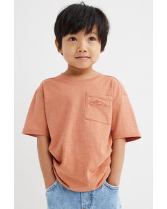 Oversized Chest-pocket T-shirt Orange