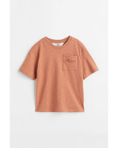 Oversized T-shirt Med Brystlomme Orange