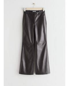 Flared Leather Trousers Black