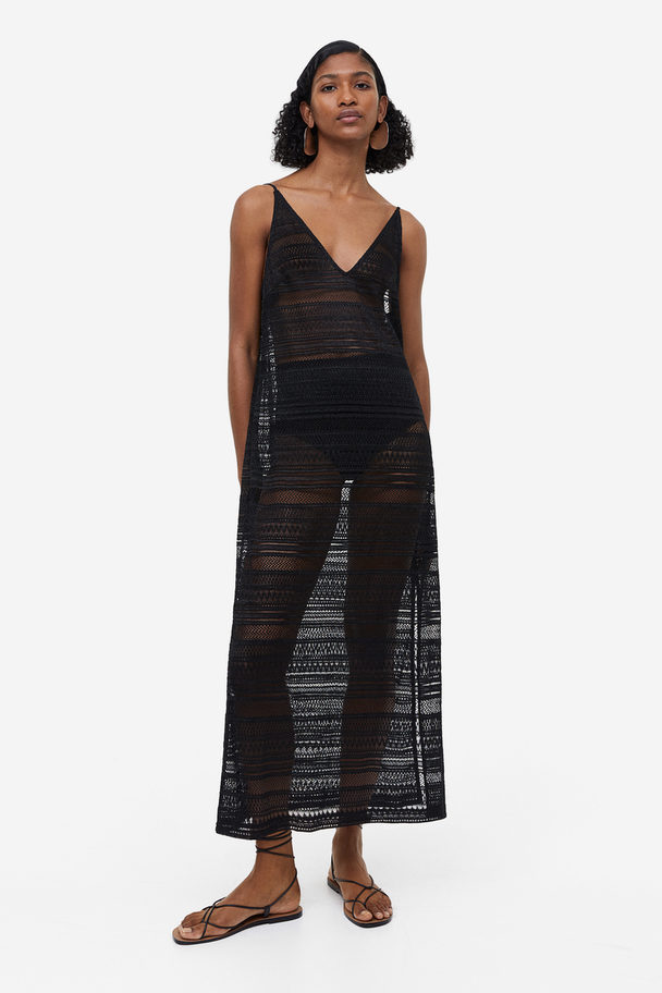 H&M Bodycon-Kleid mit V-Ausschnitt Schwarz