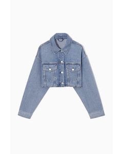 Oversized Cropped Denim Overshirt Light Blue