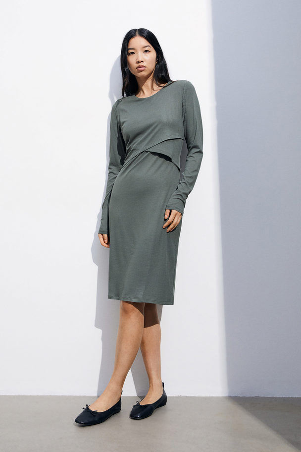 H&M Mama Before & After Maternity/nursing Dress Dusty Green