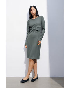 Mama Before & After Maternity/nursing Dress Dusty Green