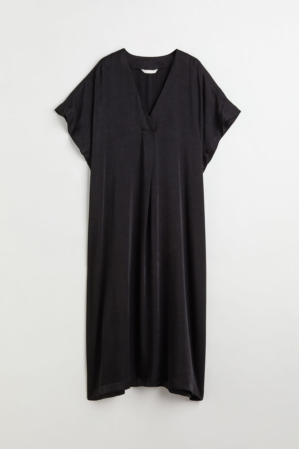 H&M V-neck Kaftan Dress Black