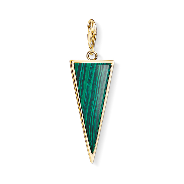 Thomas Sabo Charm Pendant Green Triangle 925 Sterling Silver; 18k Yellow Gold Plating