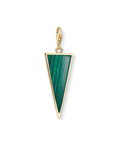 Charm Pendant Green Triangle 925 Sterling Silver; 18k Yellow Gold Plating