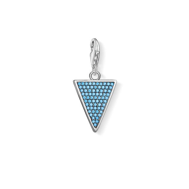Thomas Sabo Charm Pendant Triangle Turquoise 925 Sterling Silver, Blackened