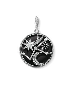 Charm Pendant Astro Disc 925 Sterling Silver, Blackened