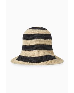 Crochet Paper Hat Beige / Black