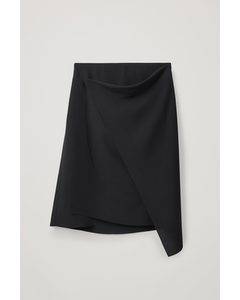 Recycled Crepe Draped Skirt Black