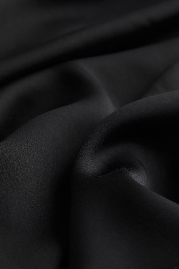 H&M Draped Satin Dress Black