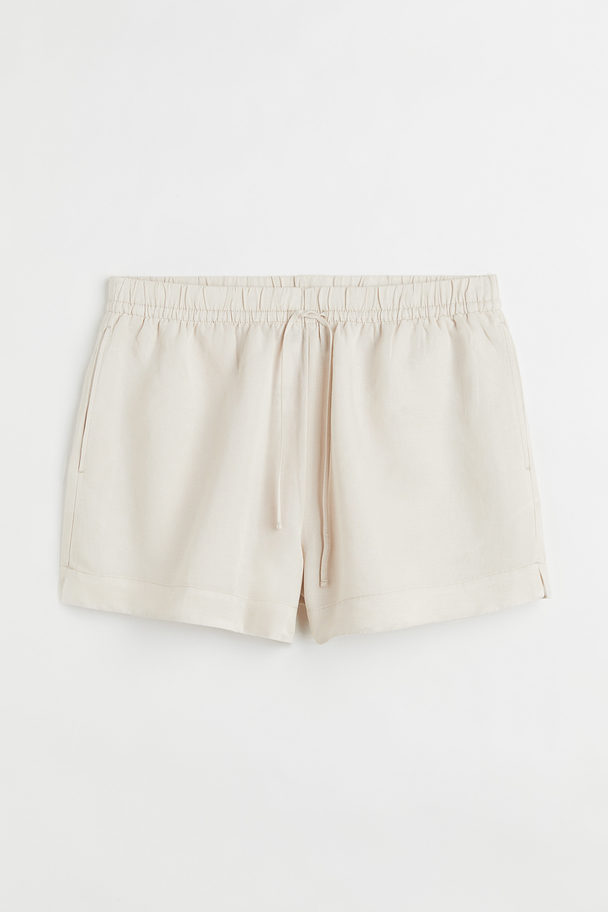 H&M H&m+ Linen-blend Shorts Light Beige