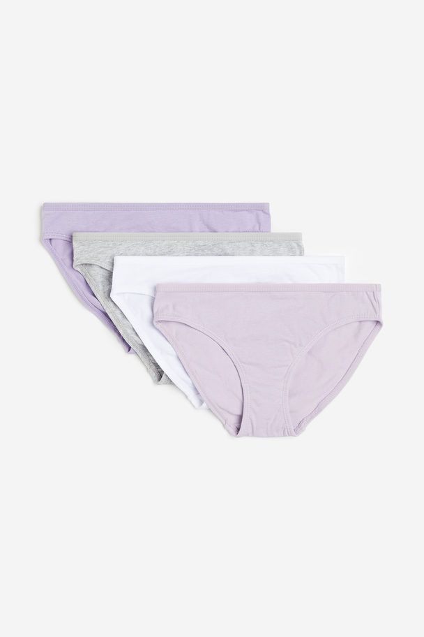 H&M 4-pack Cotton Briefs Light Purple/white