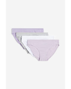 4-pack Cotton Briefs Light Purple/white