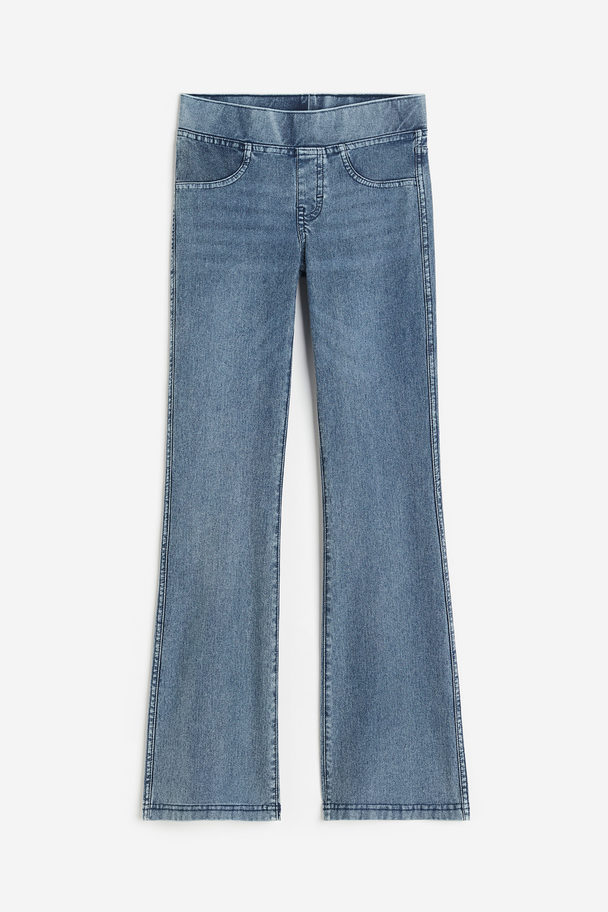 H&M Utsvängd Trikåbyxa Denimblå