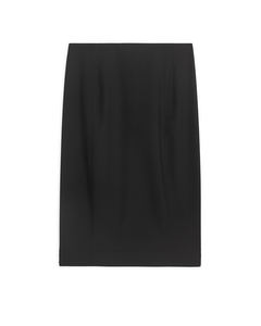 Stretch Wool Pencil Skirt Black