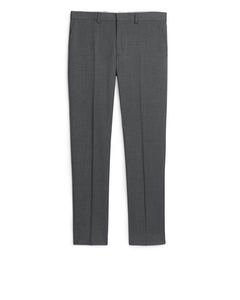 Slim Trousers Plain Weave Grey