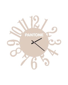 Homemania Pantone Clock Loop - Väggdekoration, Rund - Vardagsrum, Kök, Kontor - Sand, Vit Metall, 40 X 0,15 X 40 Cm