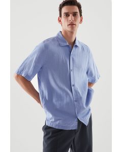 Regular-fit Hemp Shirt Blue