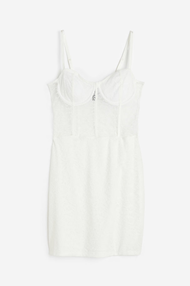 H&M Korsagenkleid aus Spitze Weiß