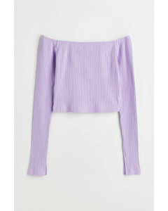 Fitted Off-the-shoulder Top Light Purple