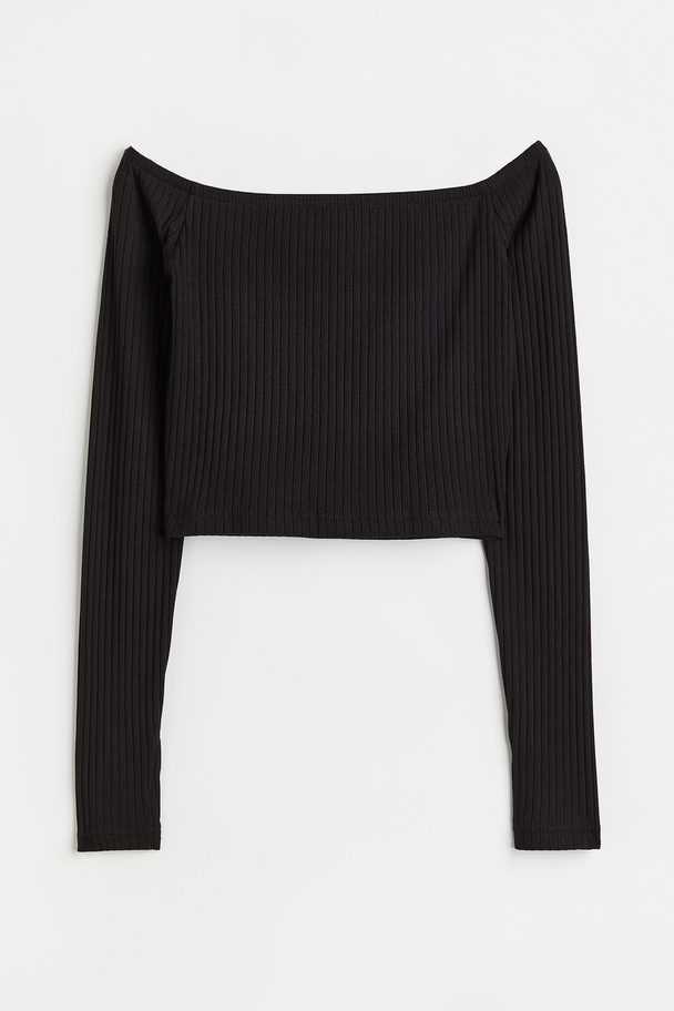 H&M Fitted Off-the-shoulder Top Black