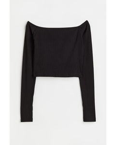 Fitted Off-the-shoulder Top Black
